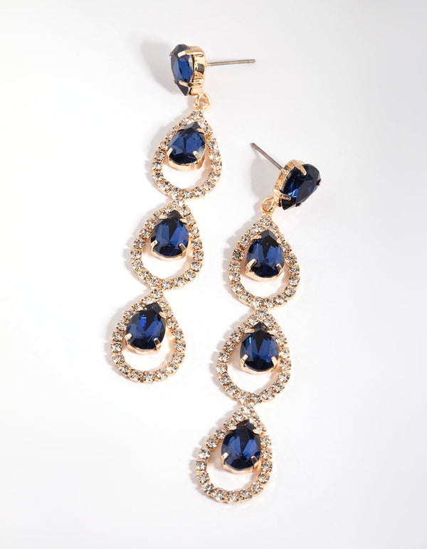 Rose Gold Navy Teardrop Earrings