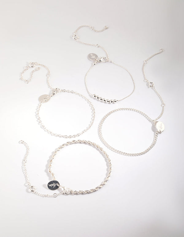 Silver Geometric Bracelet and Anklet Pack