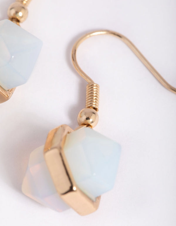 Gold Moonstone Shard Drop Earrings