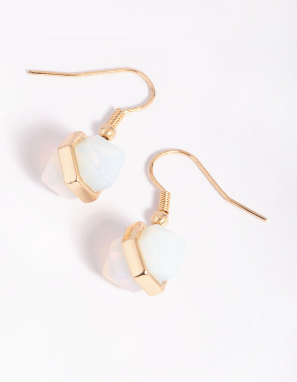 Gold Moonstone Shard Drop Earrings