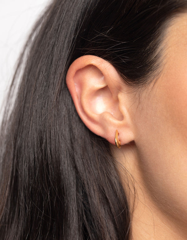 Gold Plated Sterling Silver Tapered Hoop Earrings