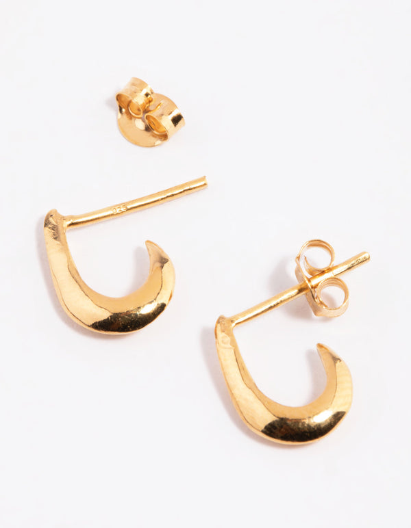 Gold Plated Sterling Silver Tapered Hoop Earrings