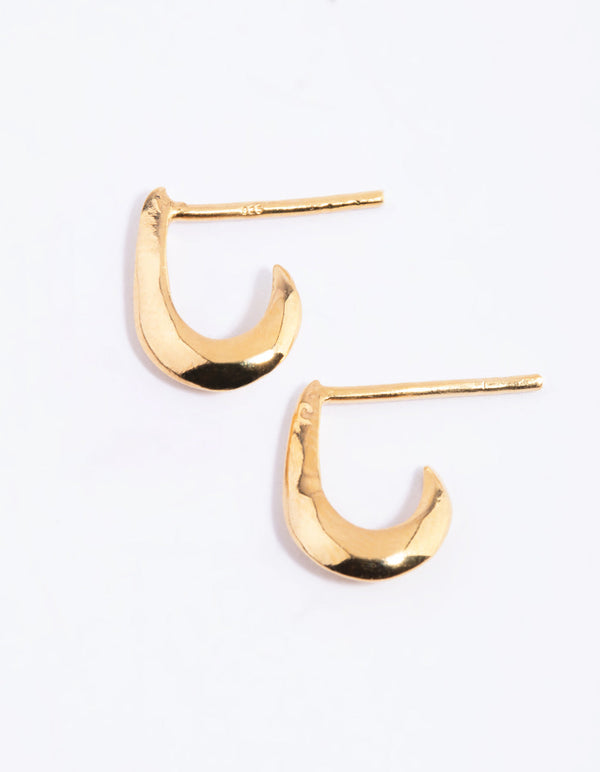 Gold Plated Sterling Silver Tapered Hoop Earrings