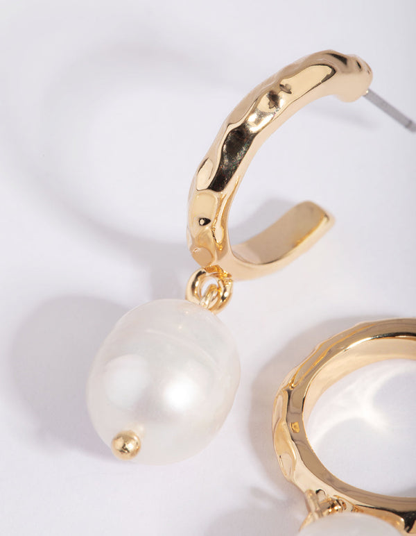 Gold Plated Hoop Earrings with Freshwater Pearls