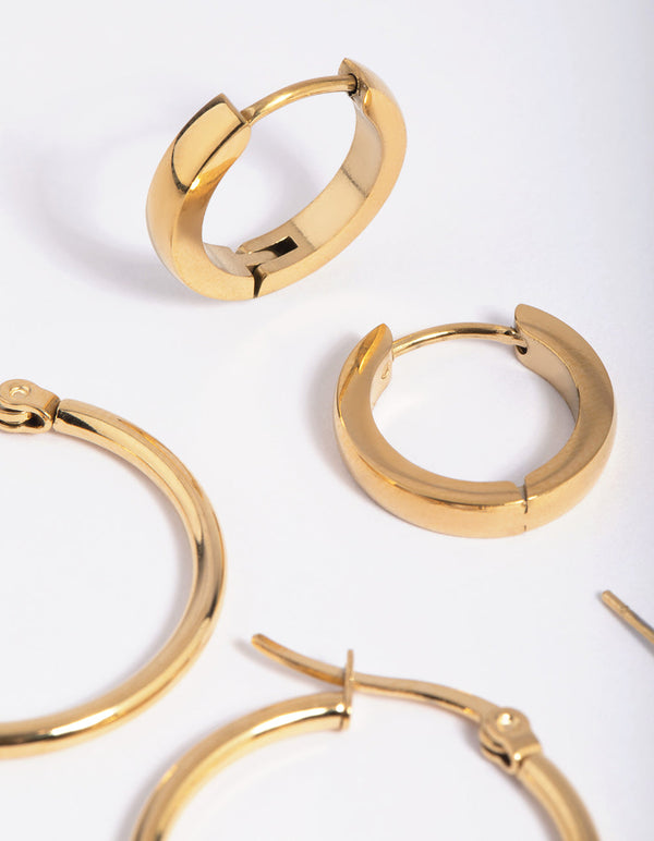 Gold Plated Surgical Steel Ball Stud Earring Pack