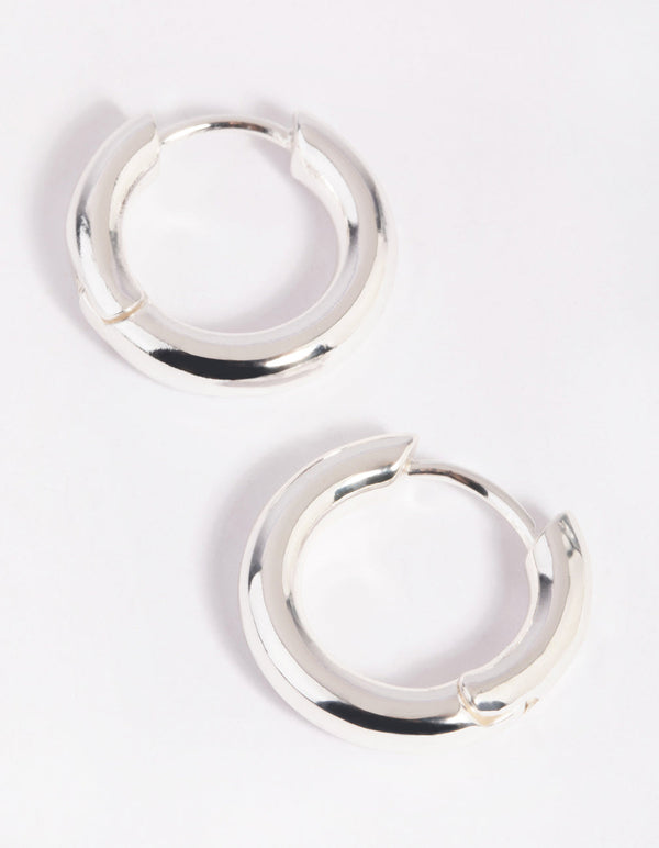 Silver Plated Chunky Huggie Hoop Earrings