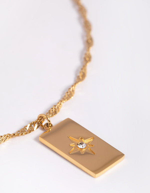 Gold Plated Surgical Steel Diamante Star Necklace
