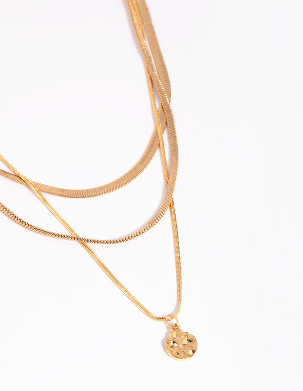 Gold Plated Snake Chain and Disc Necklace Pack