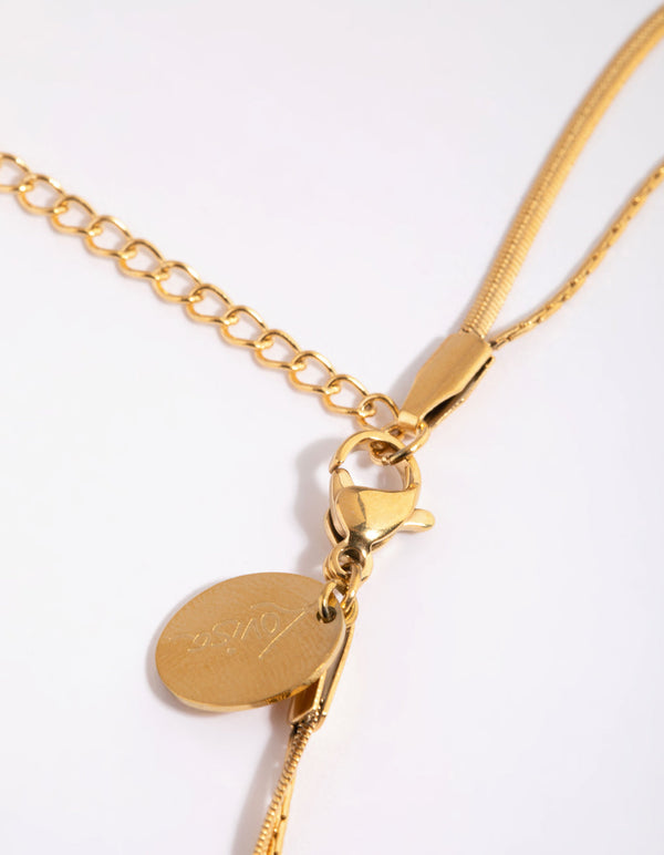 Gold Plated Surgical Steel Snake Chain and Freshwater Pearl Layered Necklace