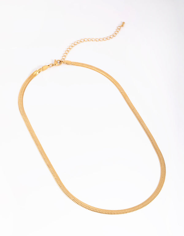 Gold Plated Surgical Steel Herringbone Necklace