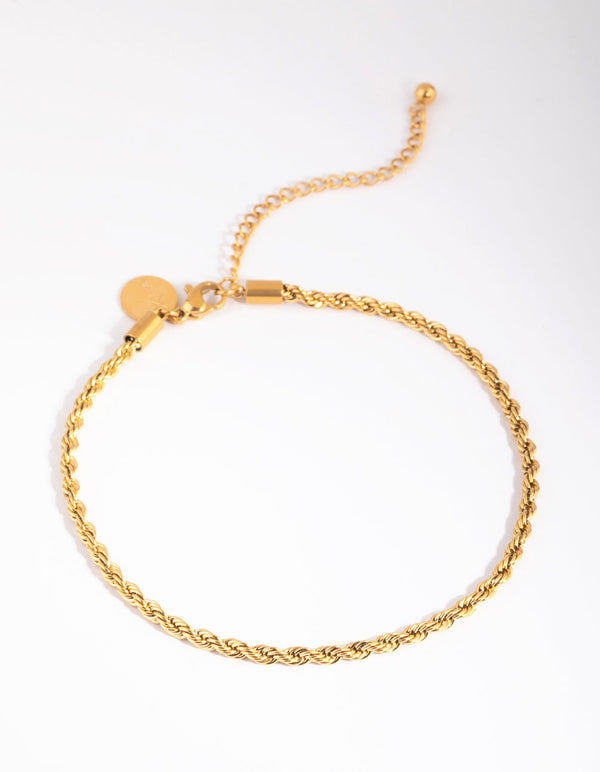 Gold Plated Surgical Steel Twisted Chain Anklet