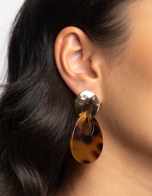 Tortoiseshell Interlooped Acrylic Drop Earrings