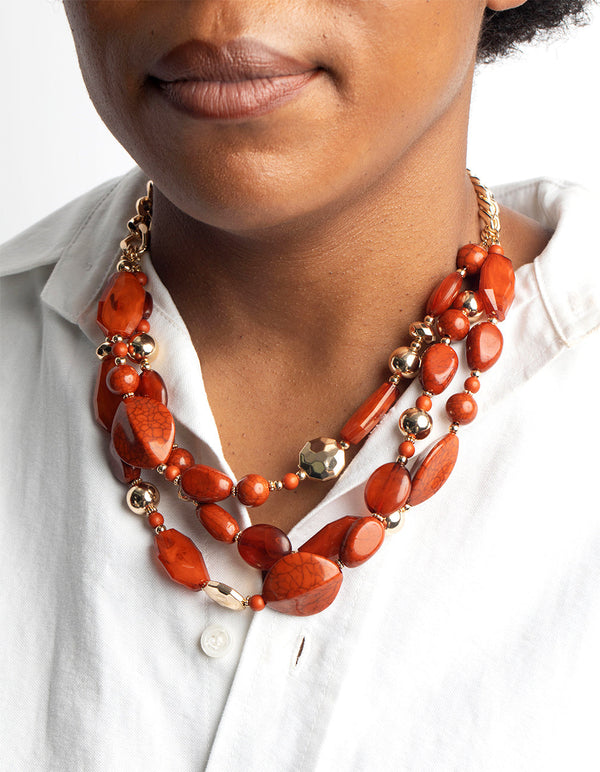 Gold Mixed Stone Layered Necklace