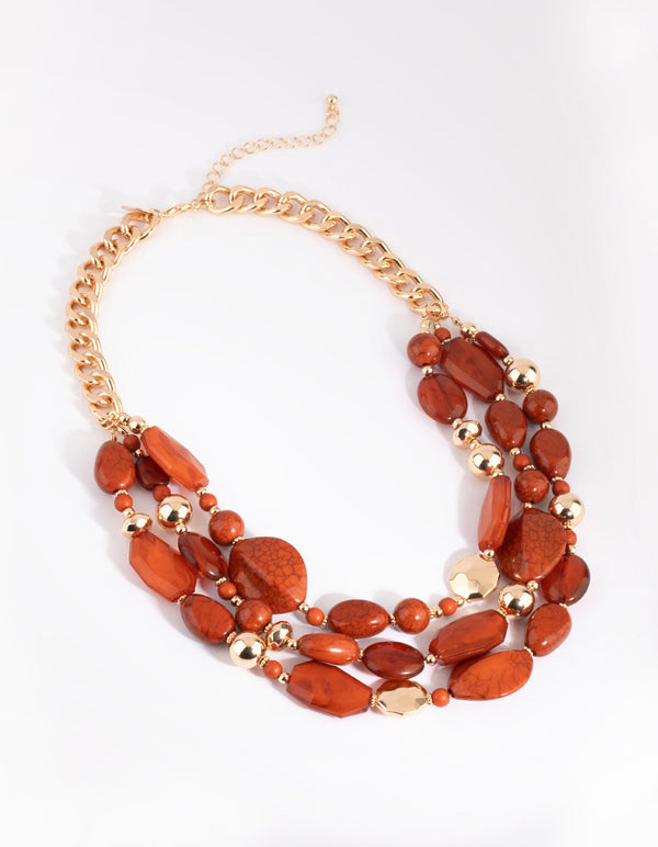 Gold Mixed Stone Layered Necklace