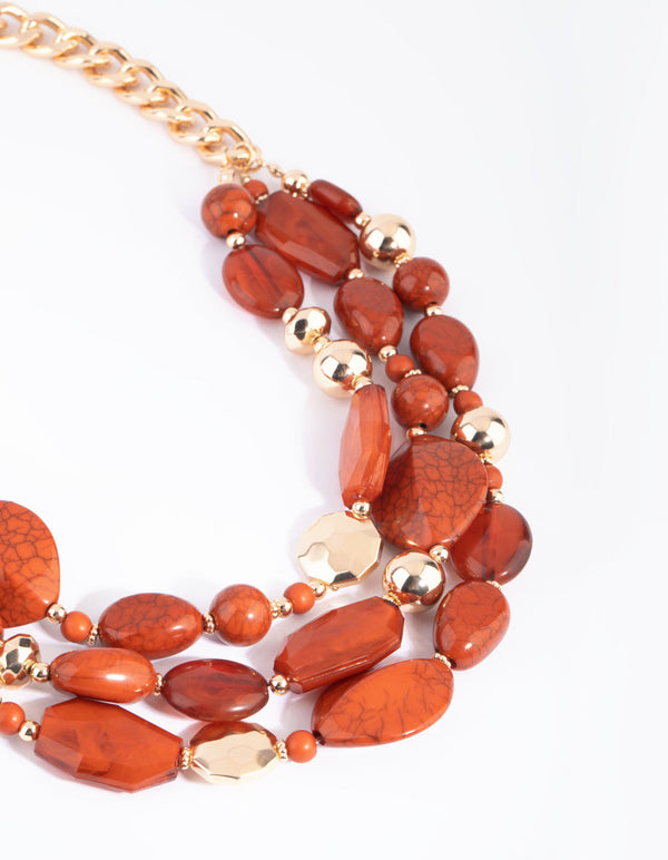 Gold Mixed Stone Layered Necklace