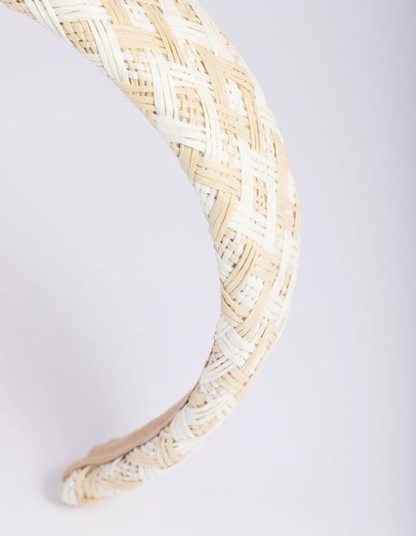 Two Tone Straw Padded Alice Band