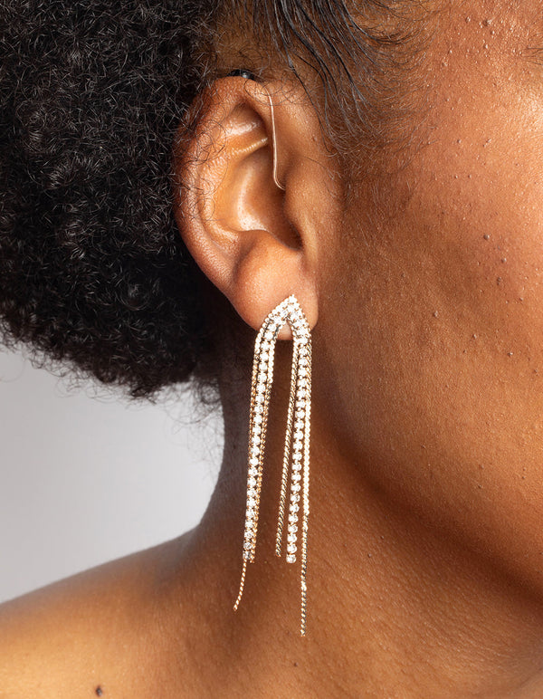 Gold Diamante Drop Earrings