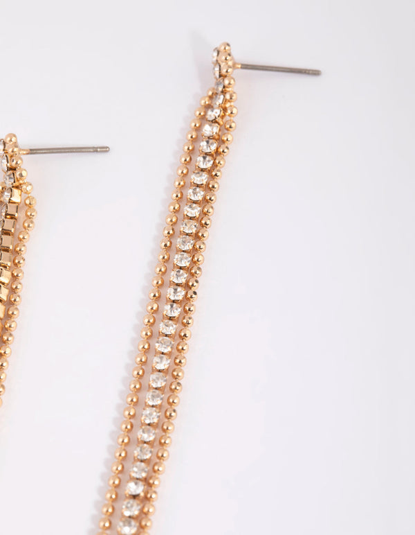 Gold Diamante Drop Earrings
