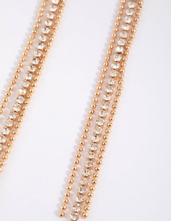 Gold Diamante Drop Earrings