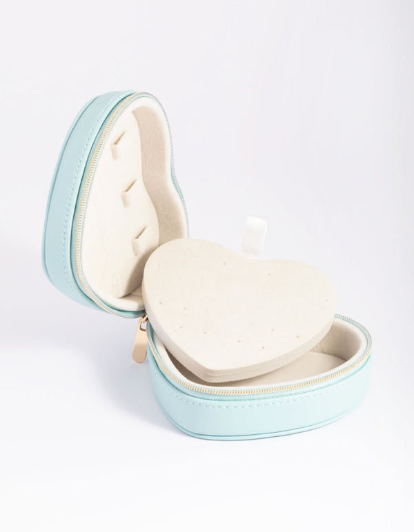 Blue Heart PU Leather Jewellery Box