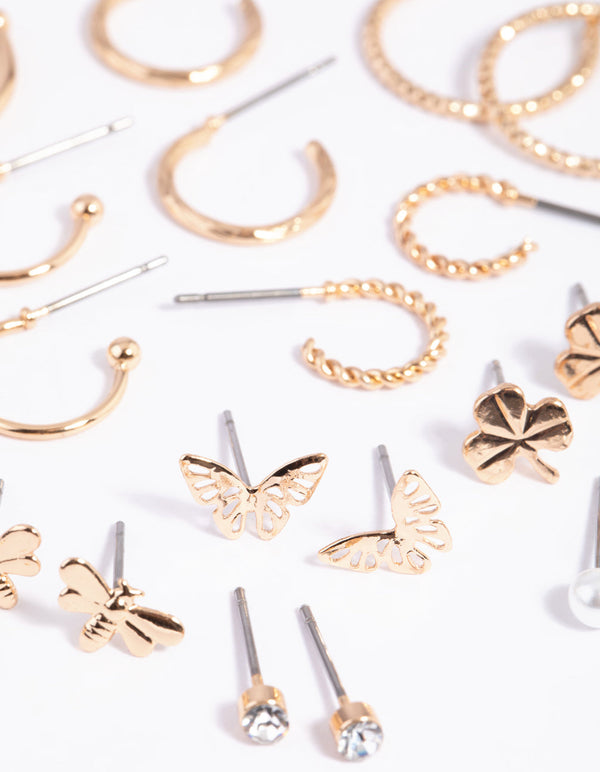 Gold Garden Stud and Hoop Pack