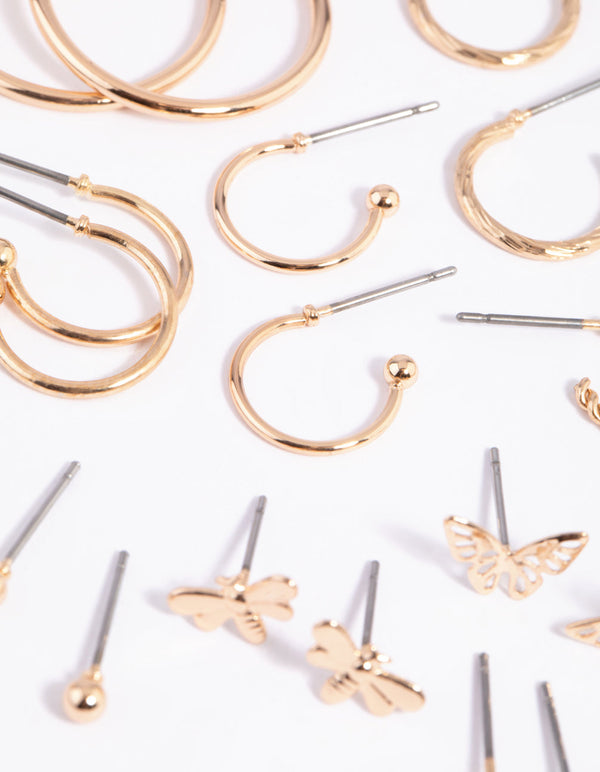 Gold Garden Stud and Hoop Pack