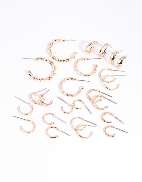 Gold Twisted Hoop Earring Pack