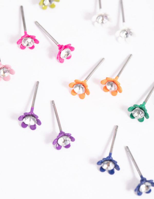 Matte Rainbow Flower Stud Earring Pack