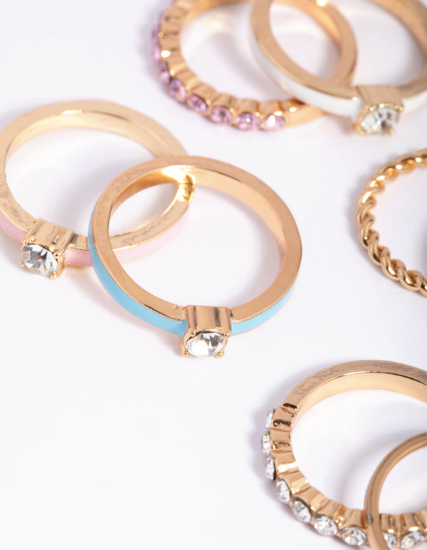 Gold Diamante Ring Pack