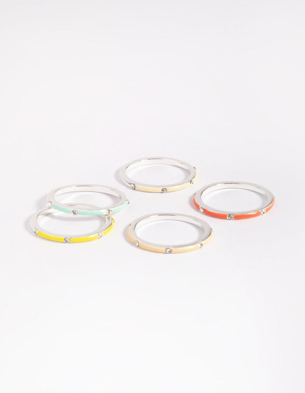 Silver Diamante Ring Pack