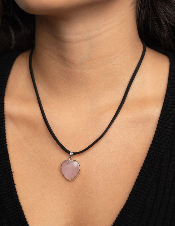 Zilveren rozenkwarts touwketting