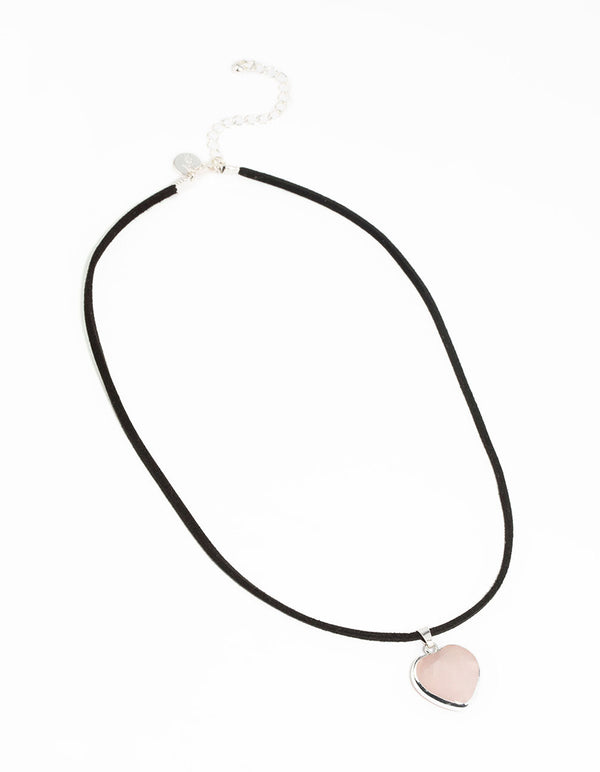 Zilveren rozenkwarts touwketting