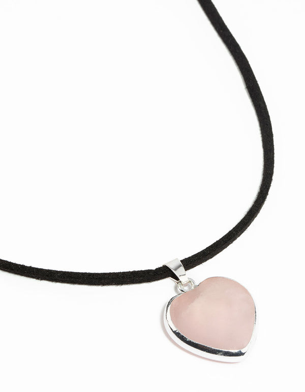 Zilveren rozenkwarts touwketting