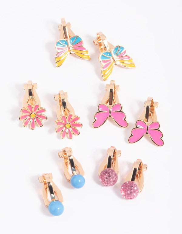 Kids Butterfly Clip On Earrings