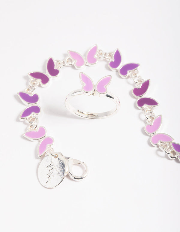 Kids Butterfly Bracelet and Ring Set