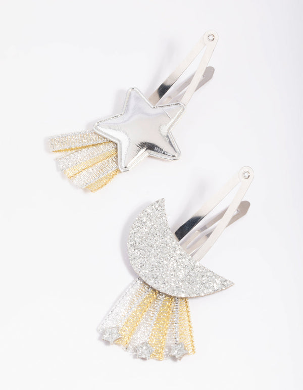 Kids Silver Celestial Snap Clips