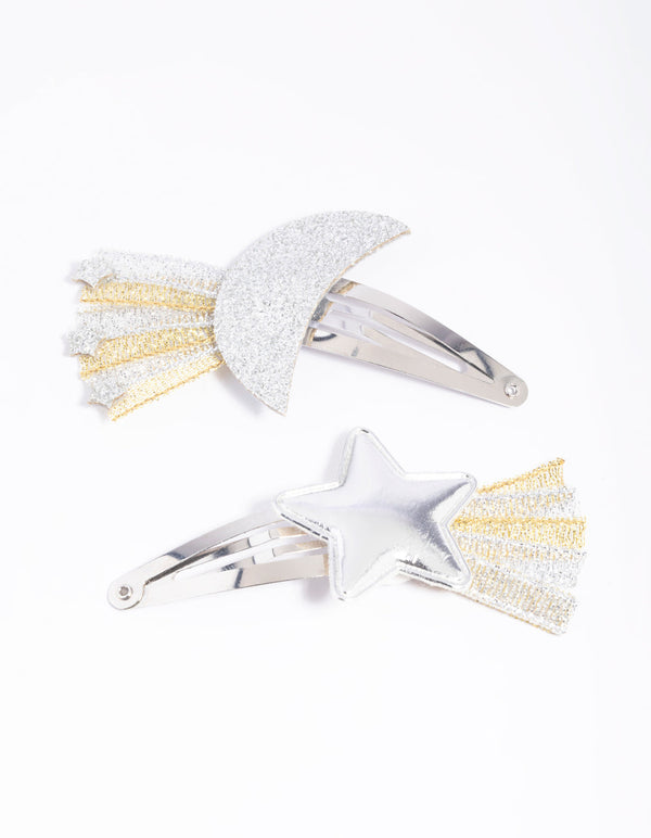 Kids Silver Celestial Snap Clips