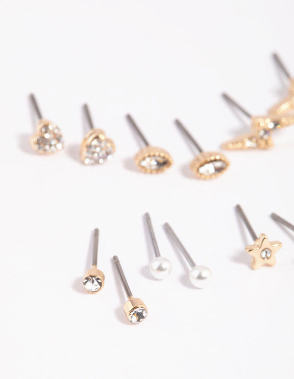 Gold Celestial Pearl Stud Earring Pack
