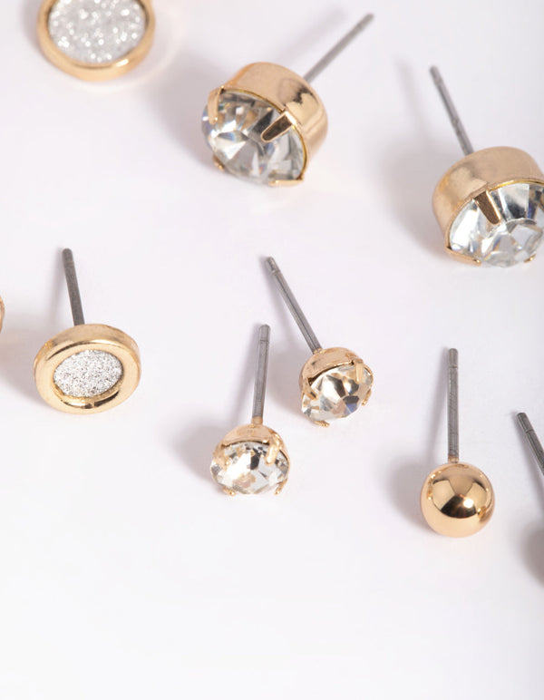 Gold Glitter and Pearl Stud Earring Pack