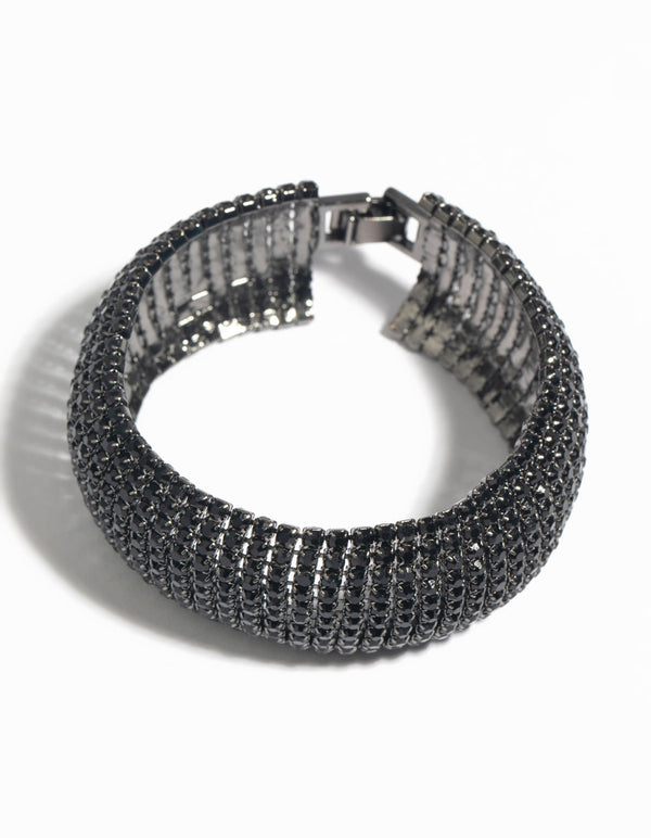 Matte Black Diamante Statement Bracelet