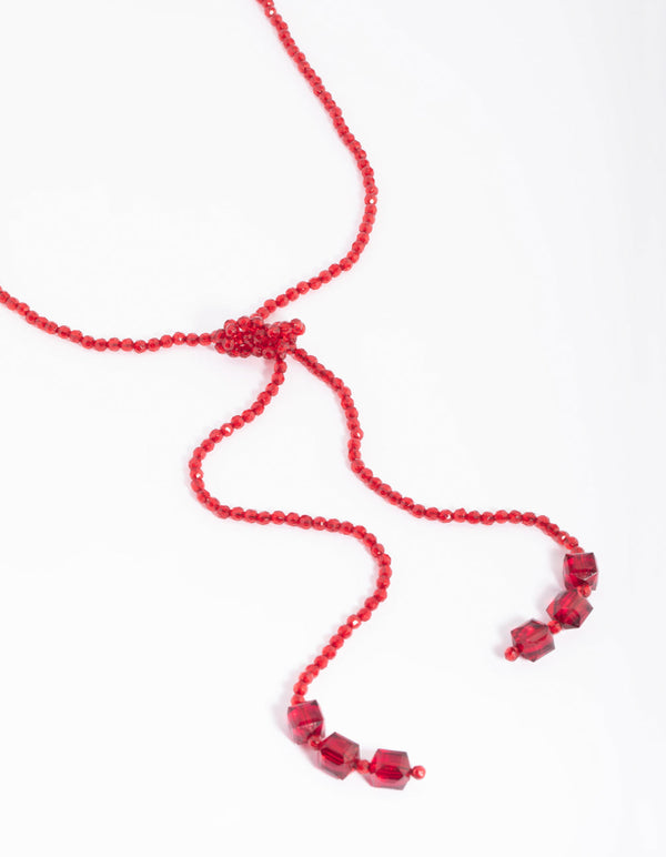 Red Beaded Knot Necklace