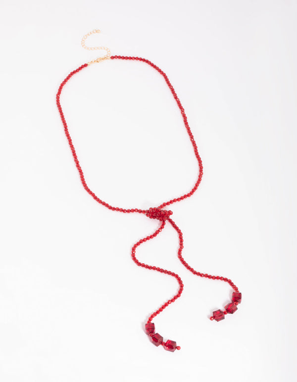 Red Beaded Knot Necklace