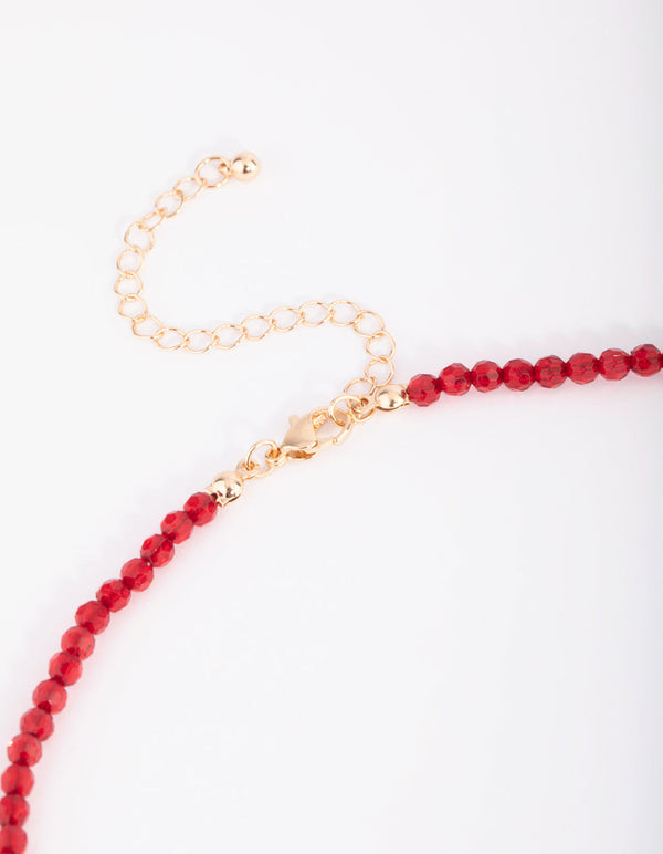 Red Beaded Knot Necklace