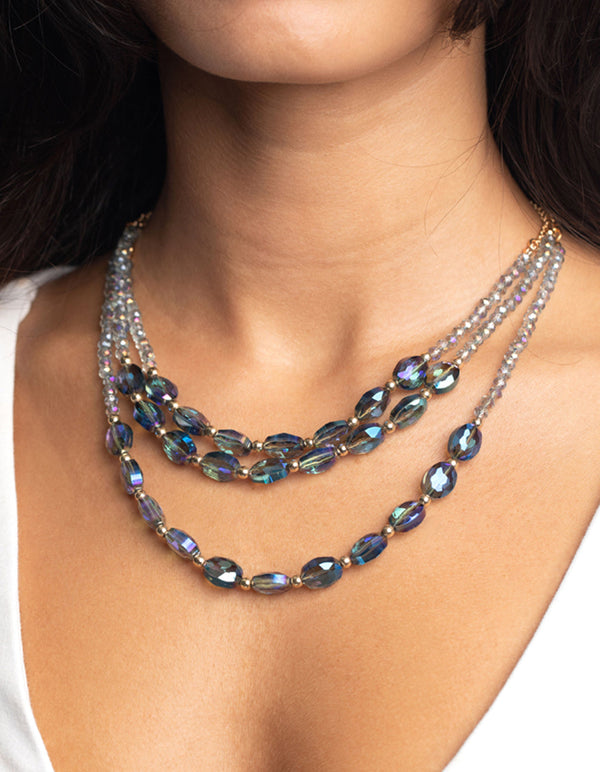 Blue Beads Layered Necklace