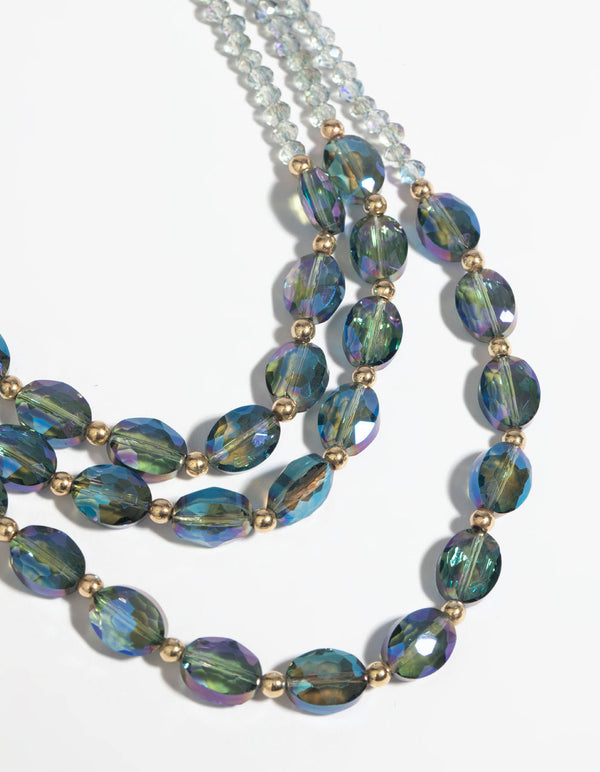 Blue Beads Layered Necklace