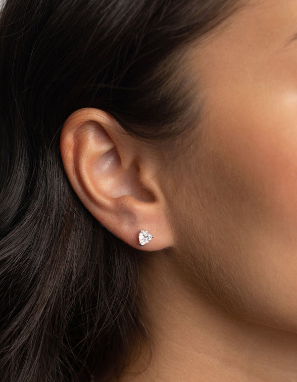 Silver Cubic Zirconia Heart Necklace and Earrings Set
