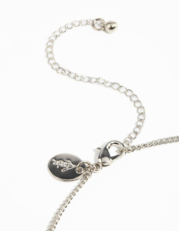 Rhodium Cubic Zirconia Droplet Necklace