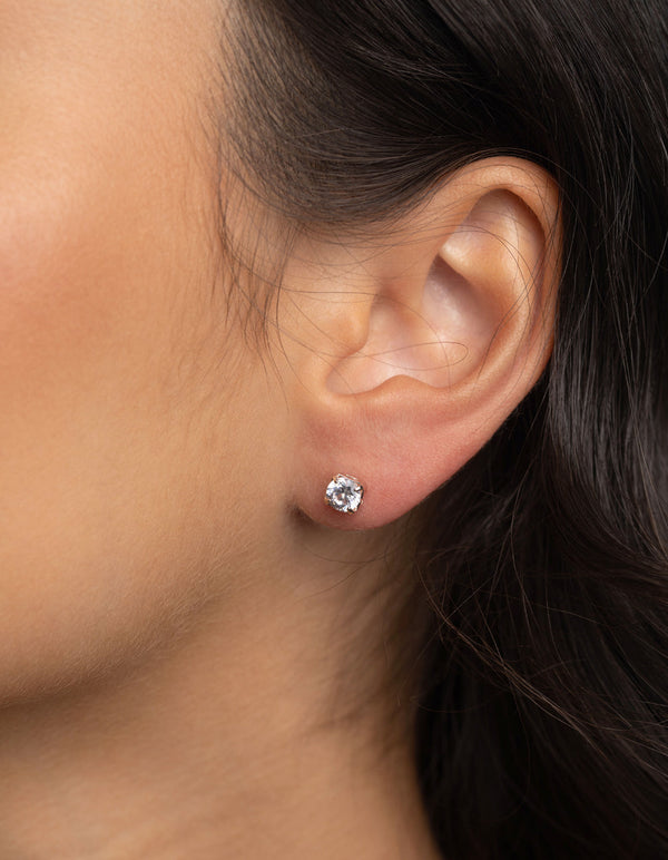 Rose Gold Diamante Stud Earring Pack