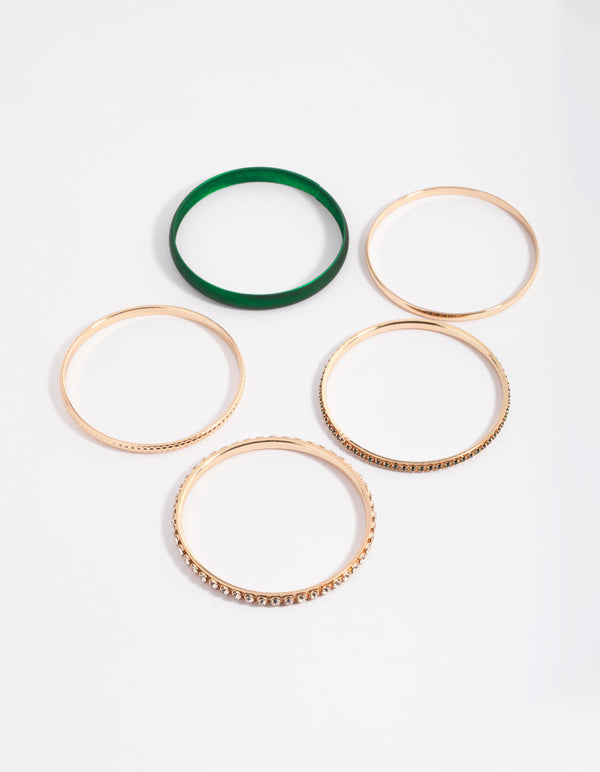 Green Pearlised Diamante Bracelet Pack