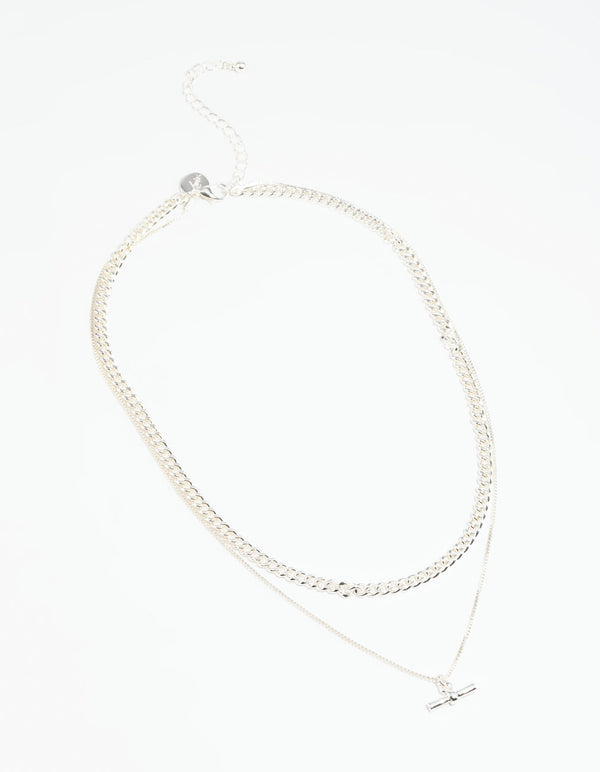 Silver Toggle Layered Necklace
